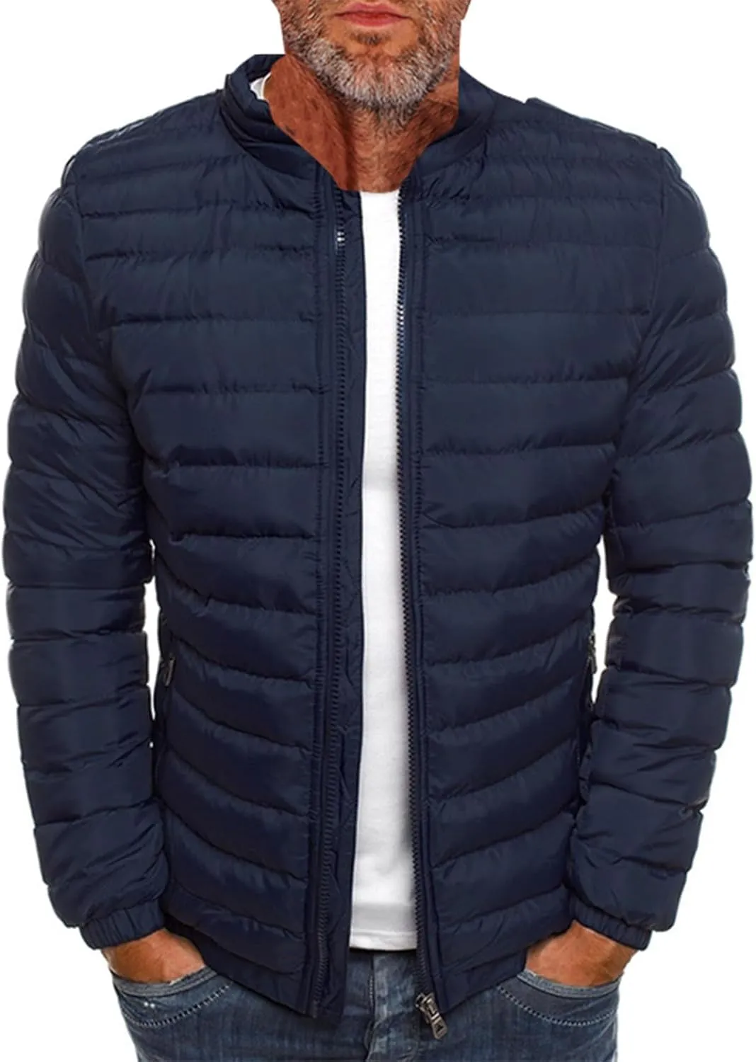 Ymosrh Men's Down Jacket Winter Lightweight Puffer Jacket Warm Insulated Windproof Quilted Coat Jacket, M-2XL
