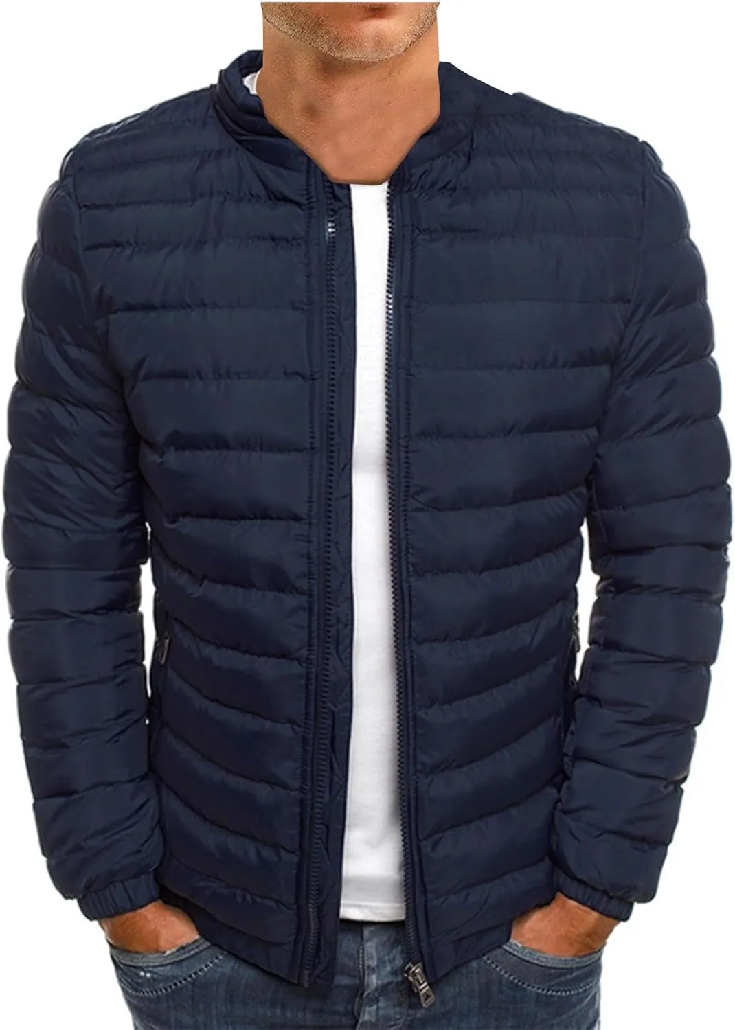 Ymosrh Men's Down Jacket Winter Lightweight Puffer Jacket Warm Insulated Windproof Quilted Coat Jacket, M-2XL
