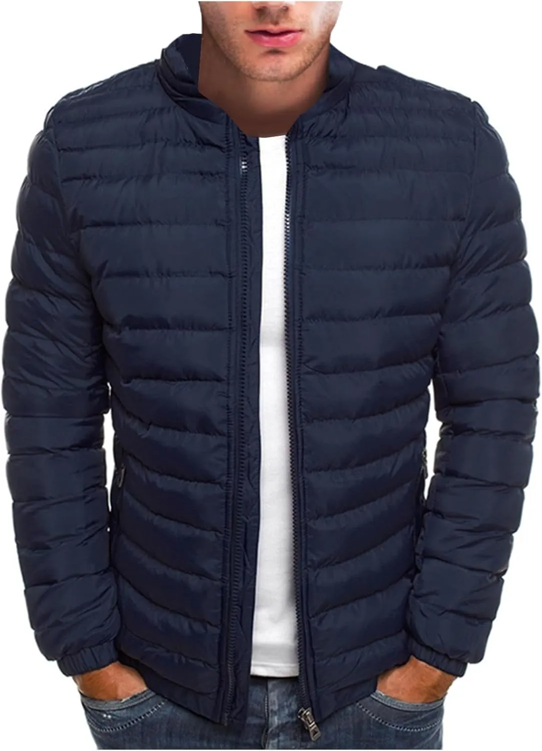 Ymosrh Men's Down Jacket Winter Lightweight Puffer Jacket Warm Insulated Windproof Quilted Coat Jacket, M-2XL