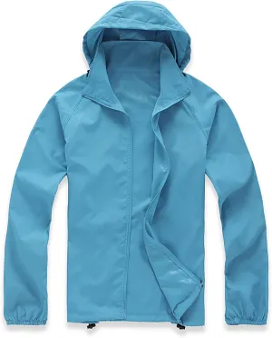 Ymosrh Men's Travel Rain Jacket Waterproof Windbreaker Lightweight Packable Coat with Hood for Outdoor Hiking, XS-3XL