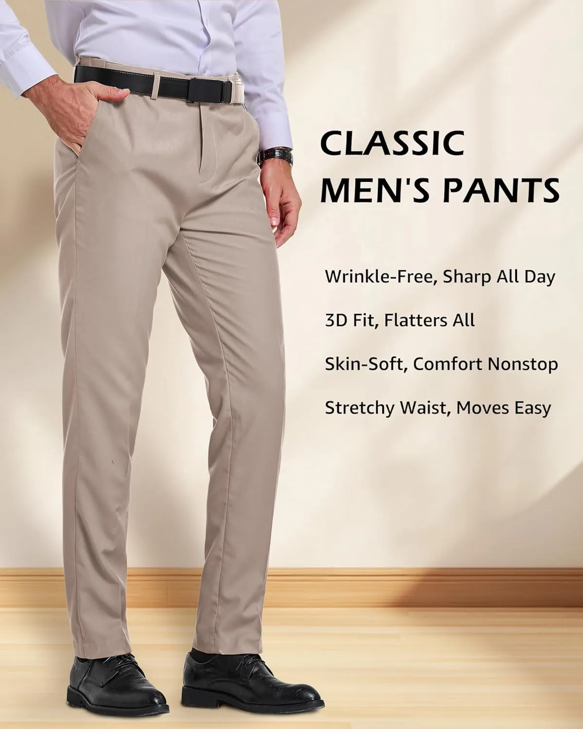 YND Men's Business Suit Pants Slim Fit Flex Flat Front Pant