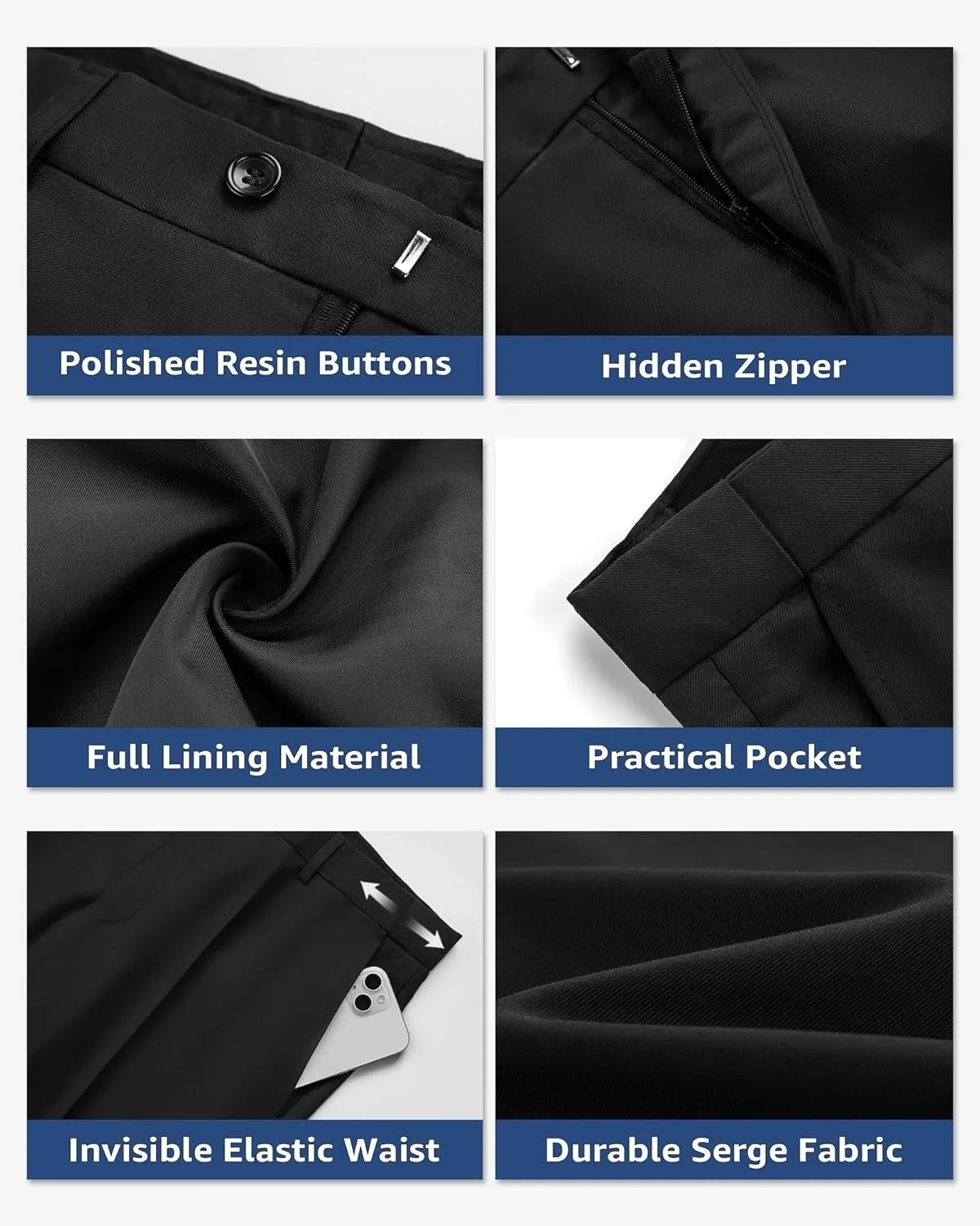 YND Men's Business Suit Pants Slim Fit Flex Flat Front Pant