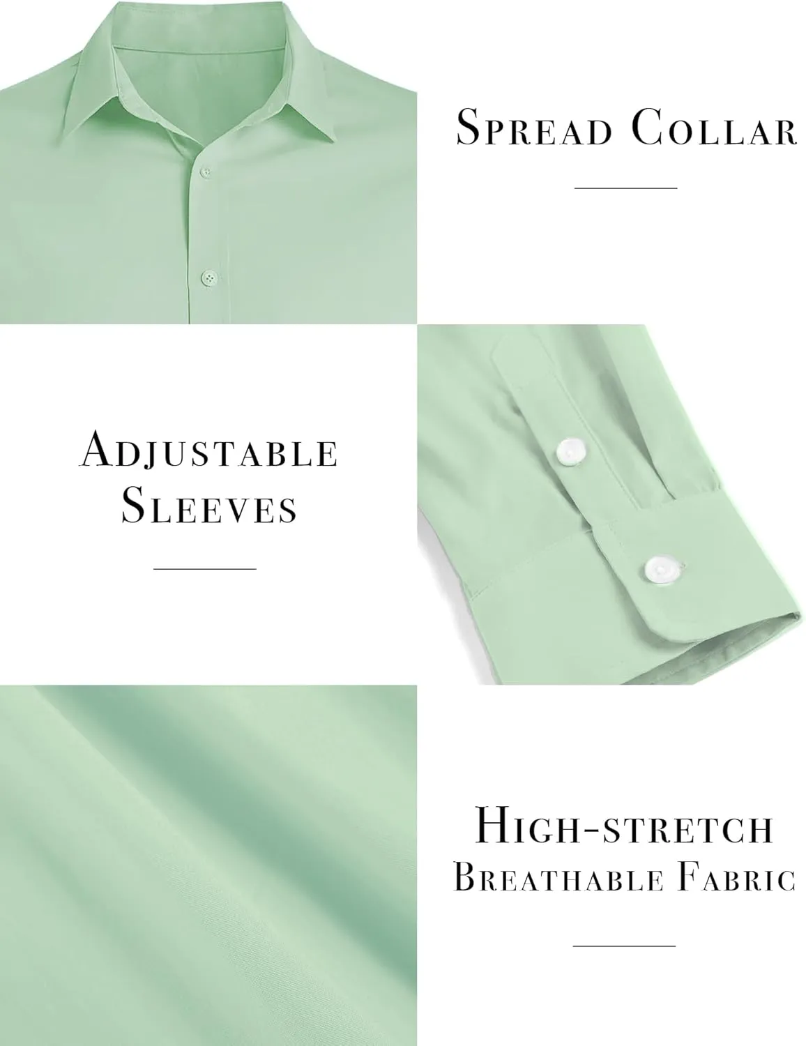 ZAFUL Mens Dress Shirts Slim Fit Button Down Long Sleeve Stretch Collared Shirt Cotton Wrinkle Free Button Up Mens Tops