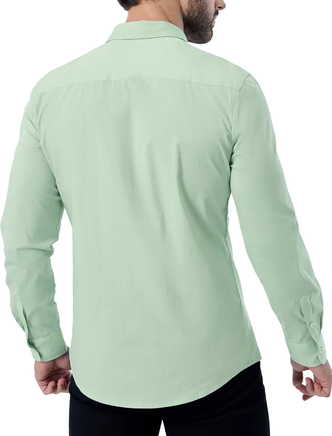 ZAFUL Mens Dress Shirts Slim Fit Button Down Long Sleeve Stretch Collared Shirt Cotton Wrinkle Free Button Up Mens Tops