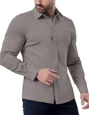 ZAFUL Mens Dress Shirts Slim Fit Button Down Long Sleeve Stretch Collared Shirt Cotton Wrinkle Free Button Up Mens Tops