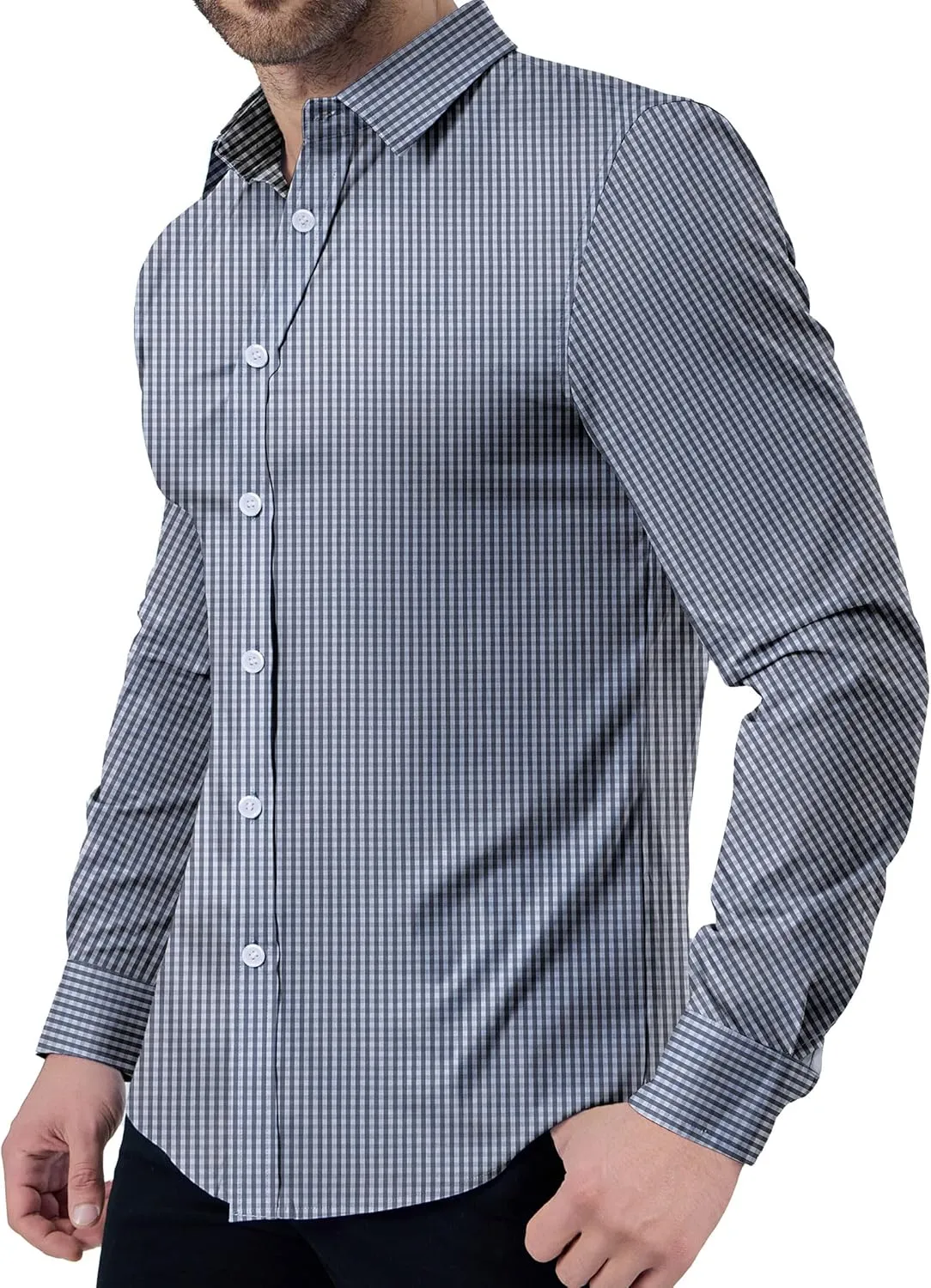 ZAFUL Mens Dress Shirts Slim Fit Button Down Long Sleeve Stretch Collared Shirt Cotton Wrinkle Free Button Up Mens Tops