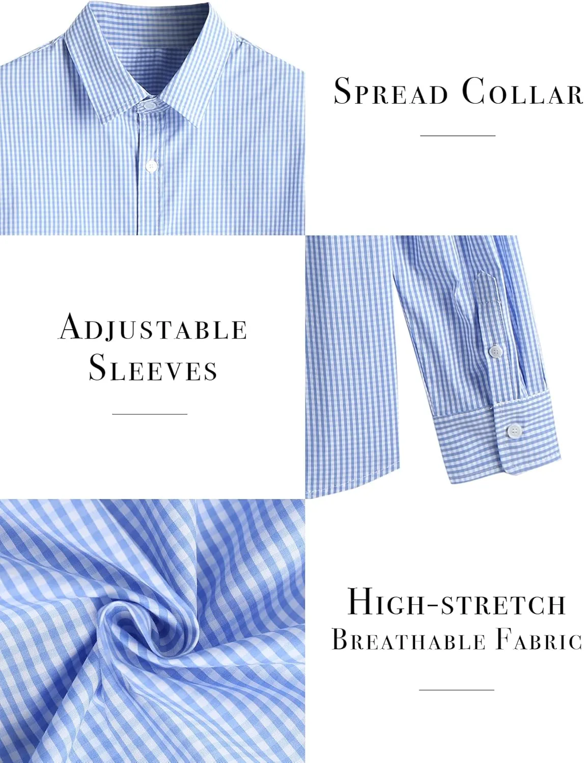 ZAFUL Mens Dress Shirts Slim Fit Button Down Long Sleeve Stretch Collared Shirt Cotton Wrinkle Free Button Up Mens Tops