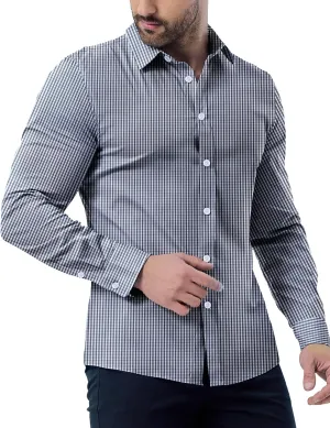 ZAFUL Mens Dress Shirts Slim Fit Button Down Long Sleeve Stretch Collared Shirt Cotton Wrinkle Free Button Up Mens Tops