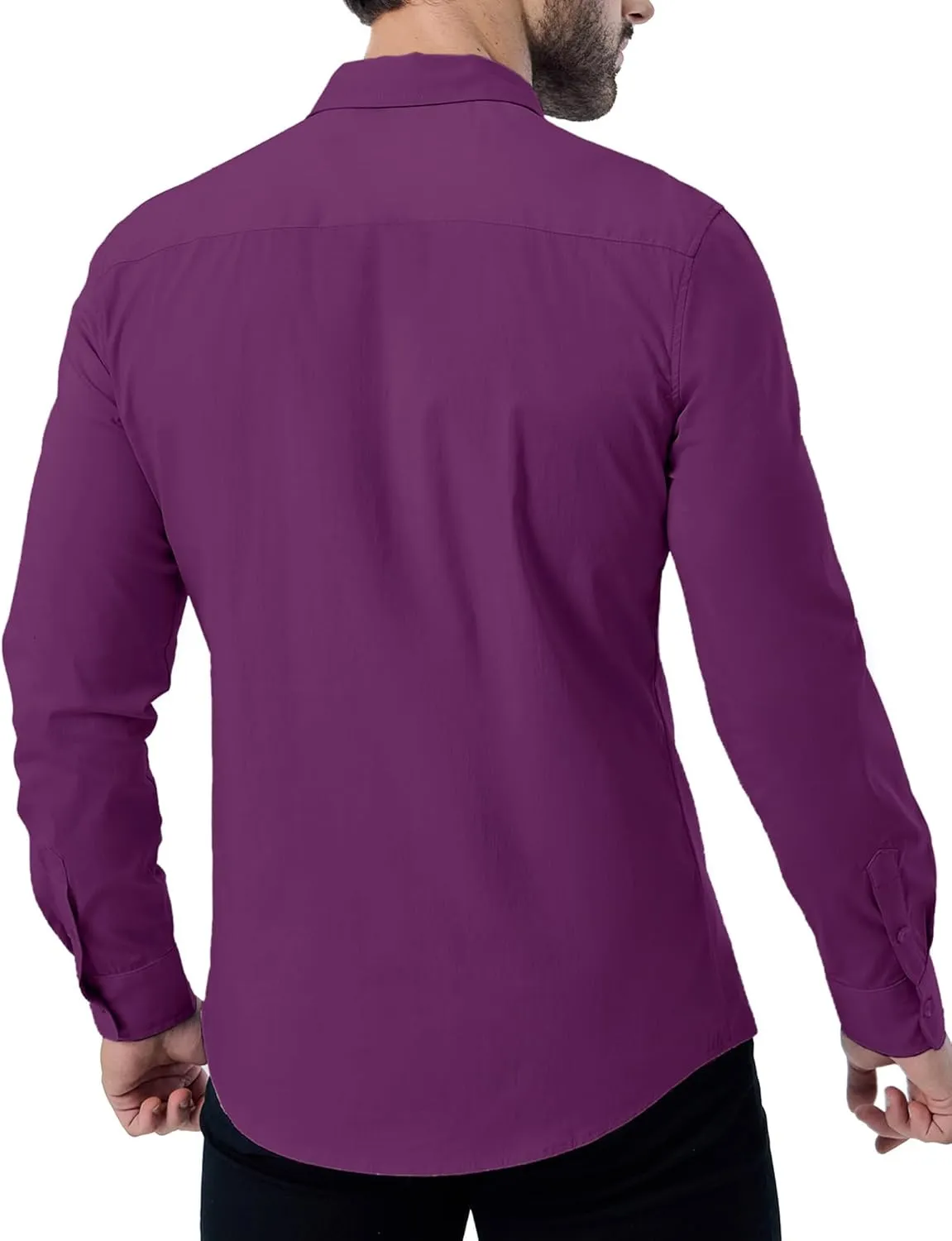 ZAFUL Mens Dress Shirts Slim Fit Button Down Long Sleeve Stretch Collared Shirt Cotton Wrinkle Free Button Up Mens Tops