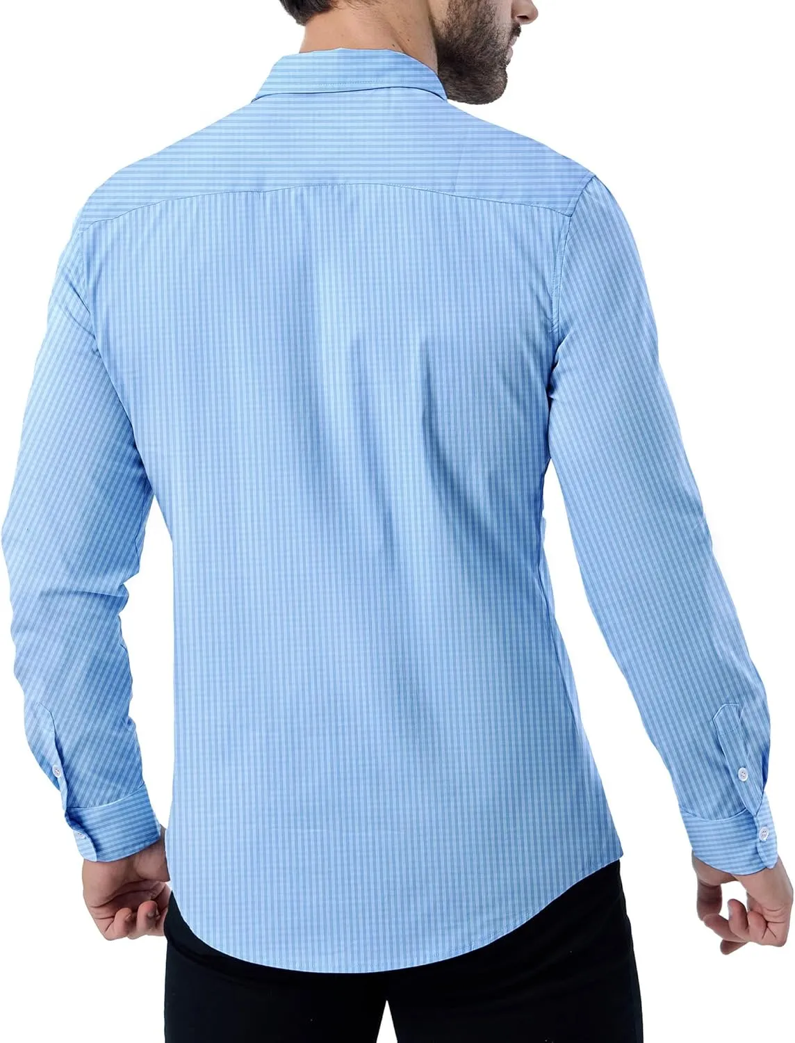 ZAFUL Mens Dress Shirts Slim Fit Button Down Long Sleeve Stretch Collared Shirt Cotton Wrinkle Free Button Up Mens Tops