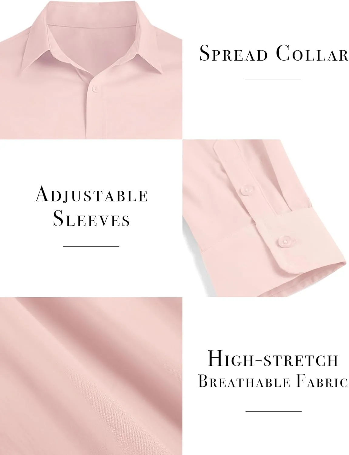 ZAFUL Mens Dress Shirts Slim Fit Button Down Long Sleeve Stretch Collared Shirt Cotton Wrinkle Free Button Up Mens Tops