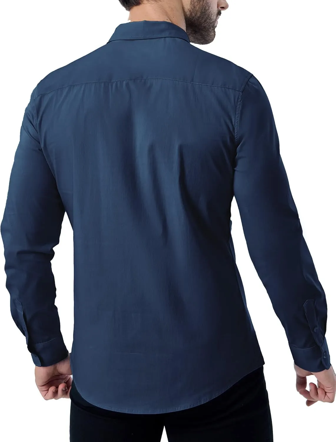 ZAFUL Mens Dress Shirts Slim Fit Button Down Long Sleeve Stretch Collared Shirt Cotton Wrinkle Free Button Up Mens Tops
