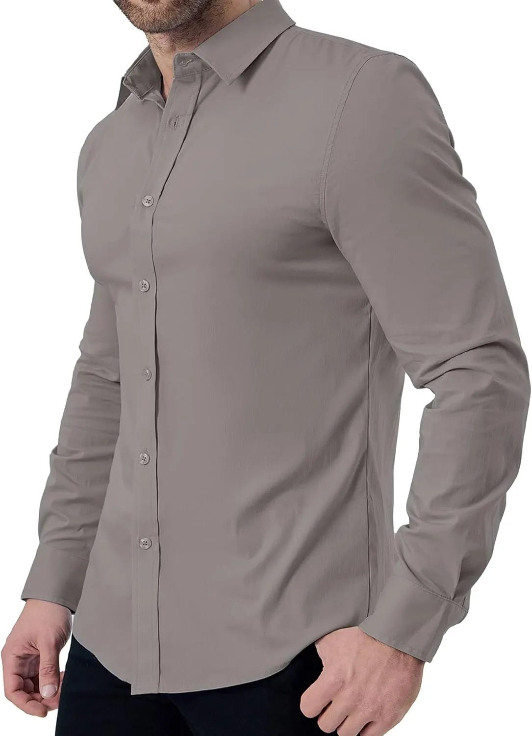 ZAFUL Mens Dress Shirts Slim Fit Button Down Long Sleeve Stretch Collared Shirt Cotton Wrinkle Free Button Up Mens Tops