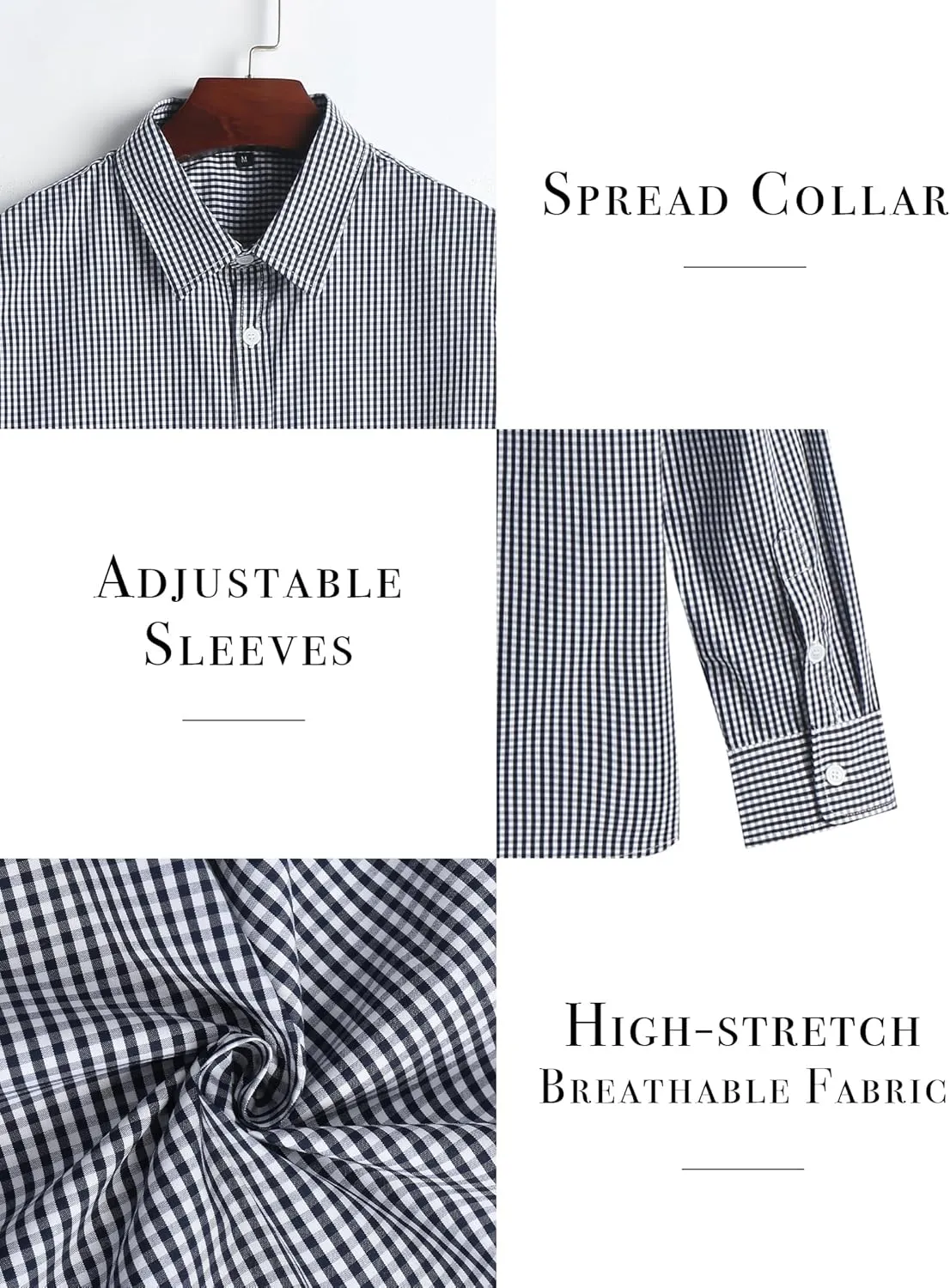 ZAFUL Mens Dress Shirts Slim Fit Button Down Long Sleeve Stretch Collared Shirt Cotton Wrinkle Free Button Up Mens Tops