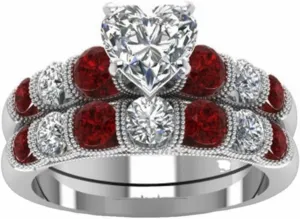 Zircon Engagement Ring for Women Anniversary Ring Bride Wedding Band Elegant Jewelry (Red, 8)