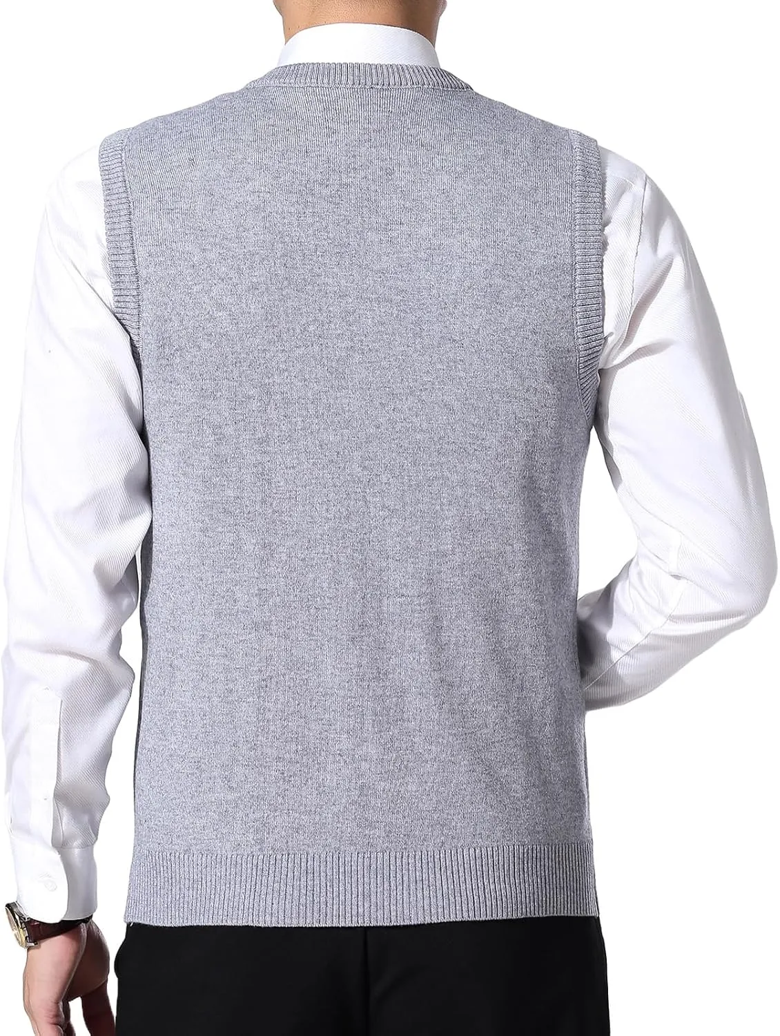 ZUEVI Men's Sweater Vest Classic V-Neck Knitted Pullover Sweaters Tops Sleeveless Relaxed Fit Knitwear Vests