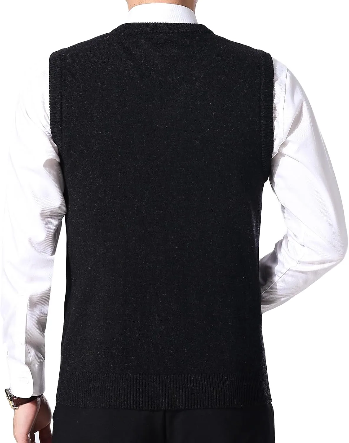 ZUEVI Men's Sweater Vest Classic V-Neck Knitted Pullover Sweaters Tops Sleeveless Relaxed Fit Knitwear Vests